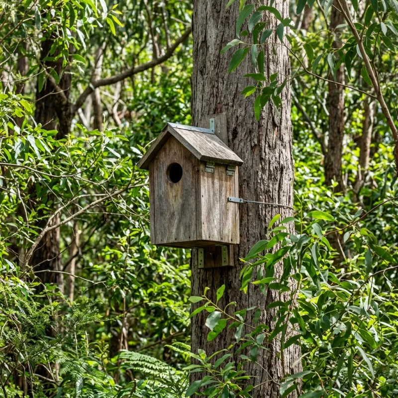 Animal nesting box installed as a humane alternative to a Black Hill roof cavity